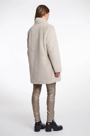 Nonna Single Breasted Faux Fur Coat - Oat