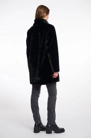 Nonna Single Breasted Faux Fur Coat - Black