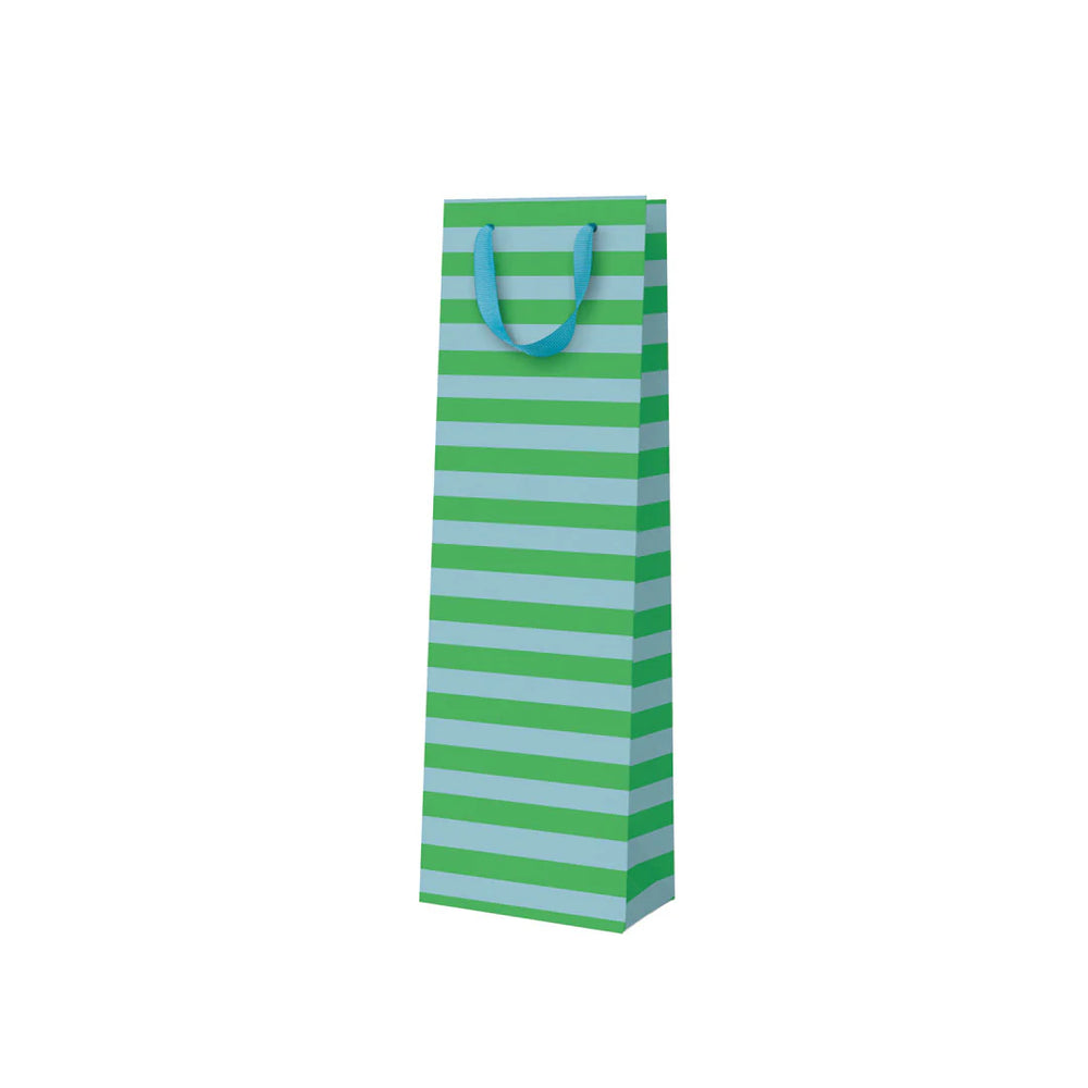 Green And Blue Stripe Bottle Bag