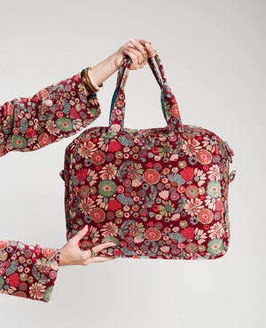 Poppins Organic Cotton Velvet Weekend Bag - Molly Burgundy