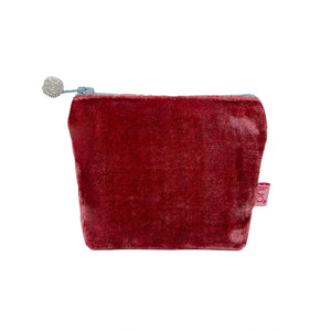 Silk Velvet Purse With Contrast Zip and Beaded Zip-Pull