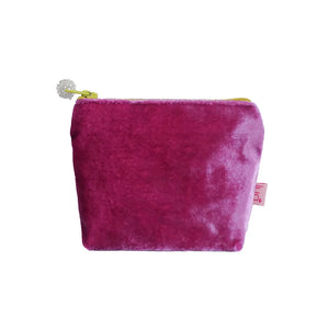 Silk Velvet Purse With Contrast Zip and Beaded Zip-Pull