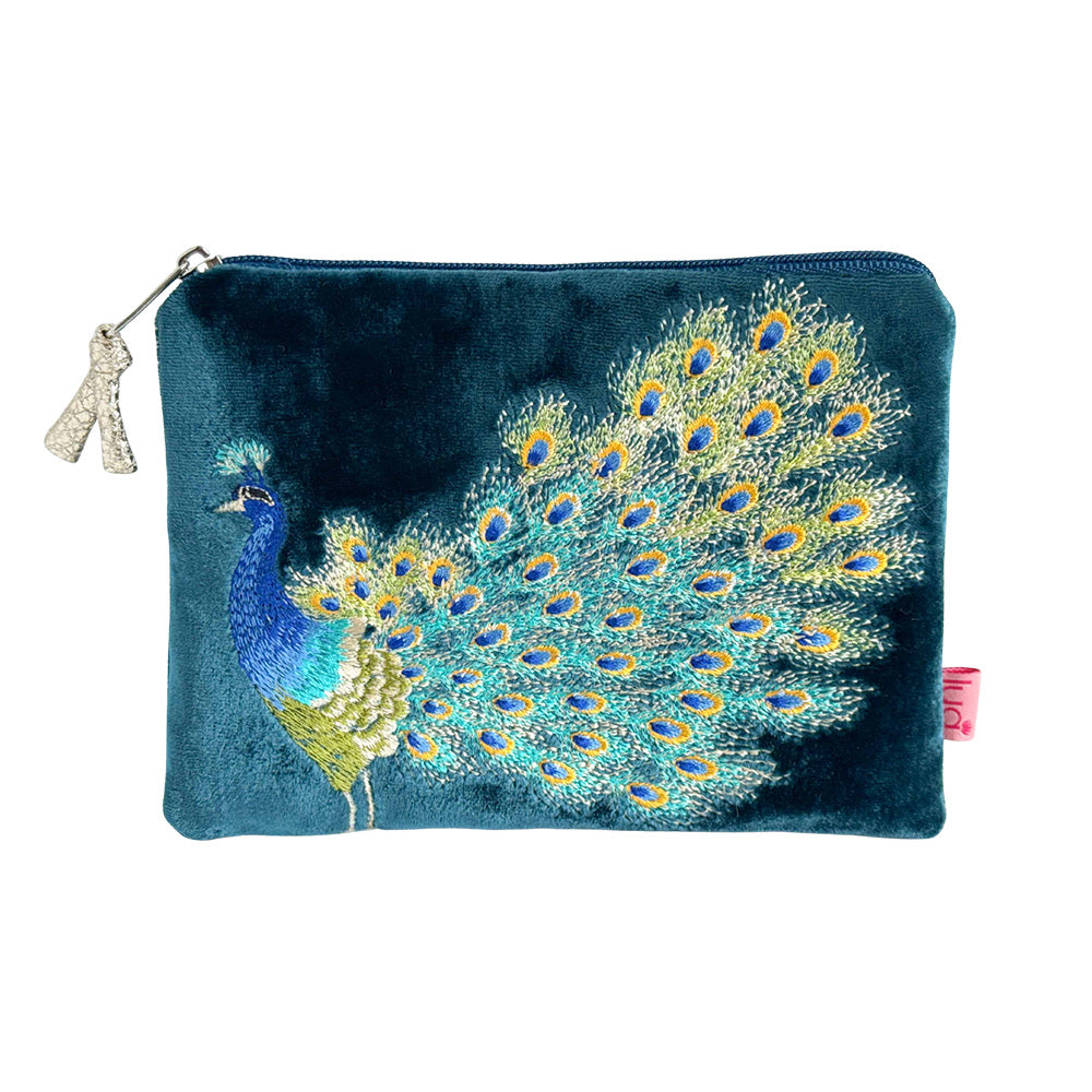 Silk Velvet Peacock Purse