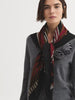'Geometric Compo' Melange Wool Scarf - Black Scarf