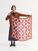 Geometrical Leaves Print Wool Scarf - Ecru