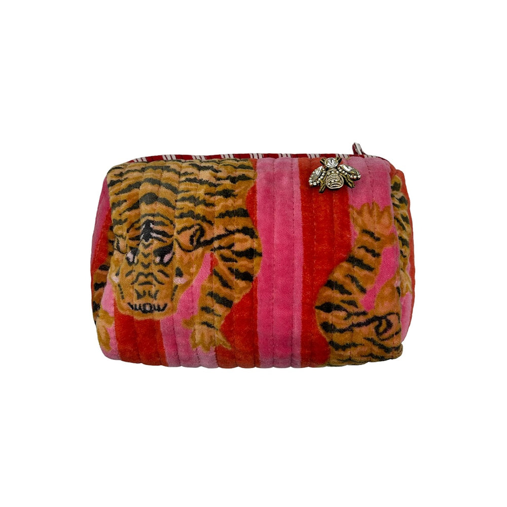 Madagascar Make-up Bag in Pink With an Insect Brooch - Medium