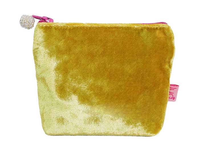 Silk Velvet Purse With Contrast Zip and Beaded Zip-Pull