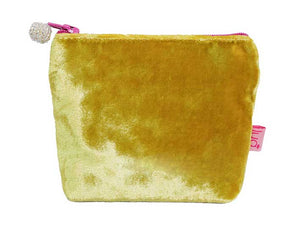 Silk Velvet Purse With Contrast Zip and Beaded Zip-Pull