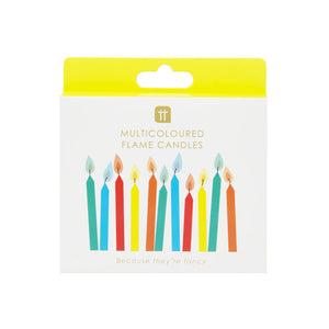 Rainbow Candles With Coloured Flames - 12 Pack