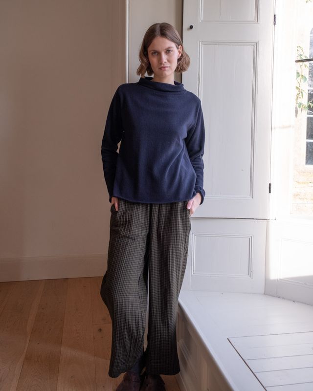 Aria Roll Neck Wool Jumper - Navy