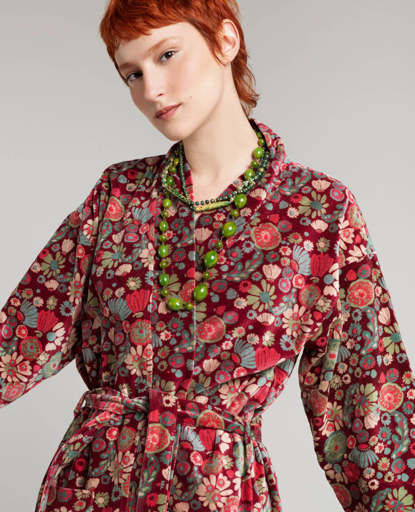 Long Velvet Bathrobe - Molly Burgundy