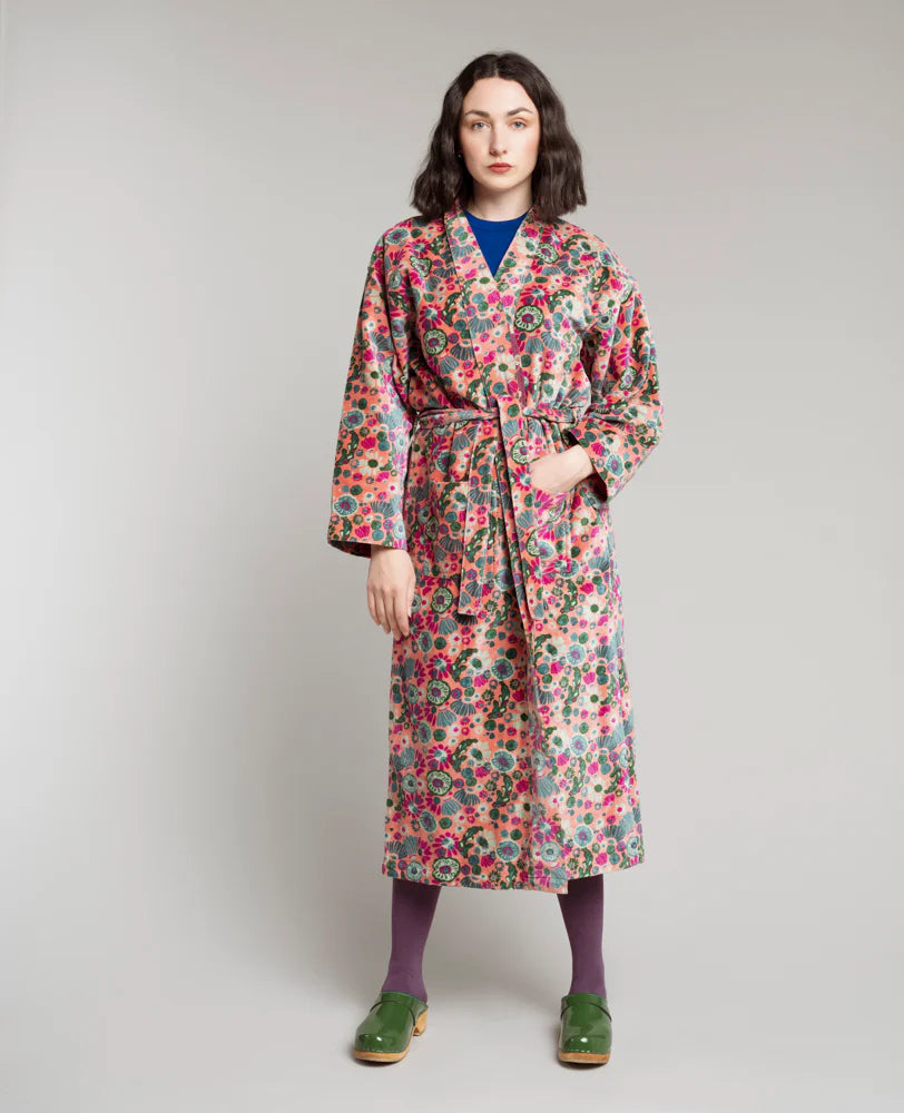 Long Velvet Bathrobe - Molly Coral