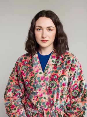 Long Velvet Bathrobe - Molly Coral