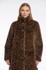 Nonna Single Breasted Faux Fur Coat - Leopard