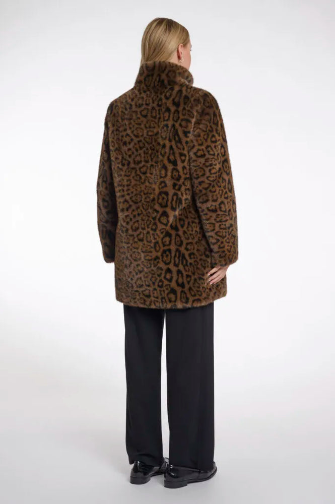 Nonna Single Breasted Faux Fur Coat - Leopard