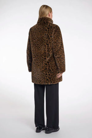 Nonna Single Breasted Faux Fur Coat - Leopard