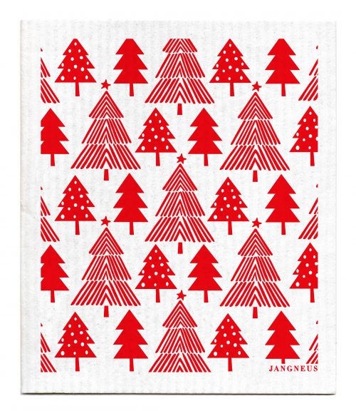 Christmas Forest Dishcloth - Red