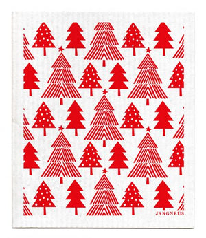 Christmas Forest Dishcloth - Red