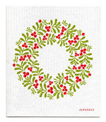 Red Wreath Christmas Dishcloth