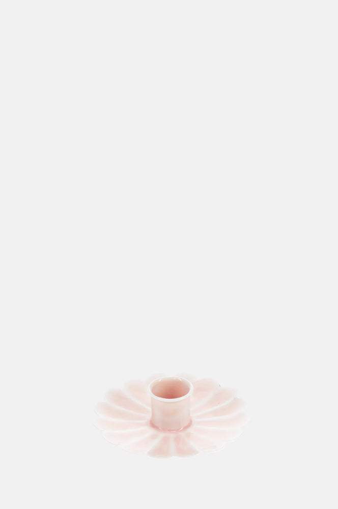 Enamel Flat Flower Candle Holder - Pink
