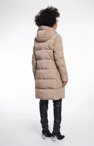 Jade Long Padded Hooded Coat - Toffee