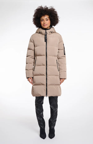 Jade Long Padded Hooded Coat - Toffee