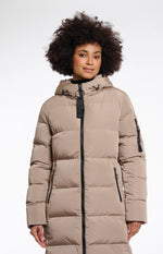 Jade Long Padded Hooded Coat - Toffee