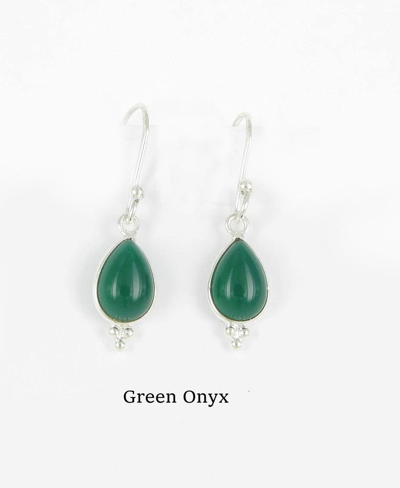 Green Onyx Drop Earrings Sterling Silver