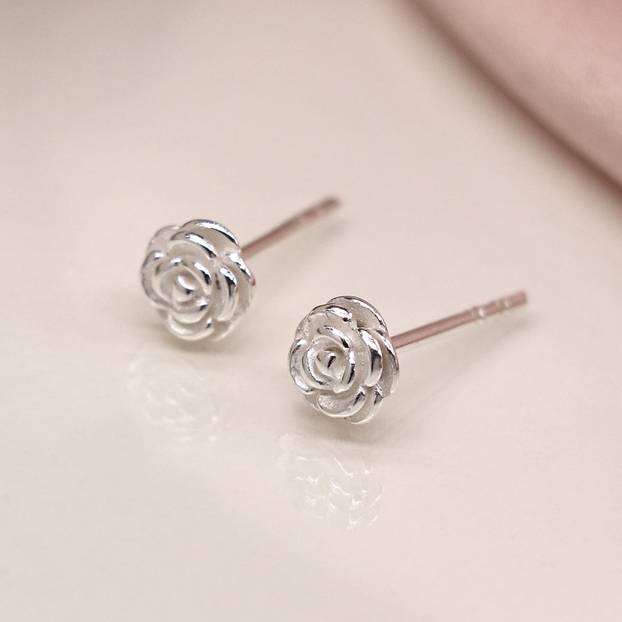 Sterling Silver Tiny Tiny Rose Stud Earrings