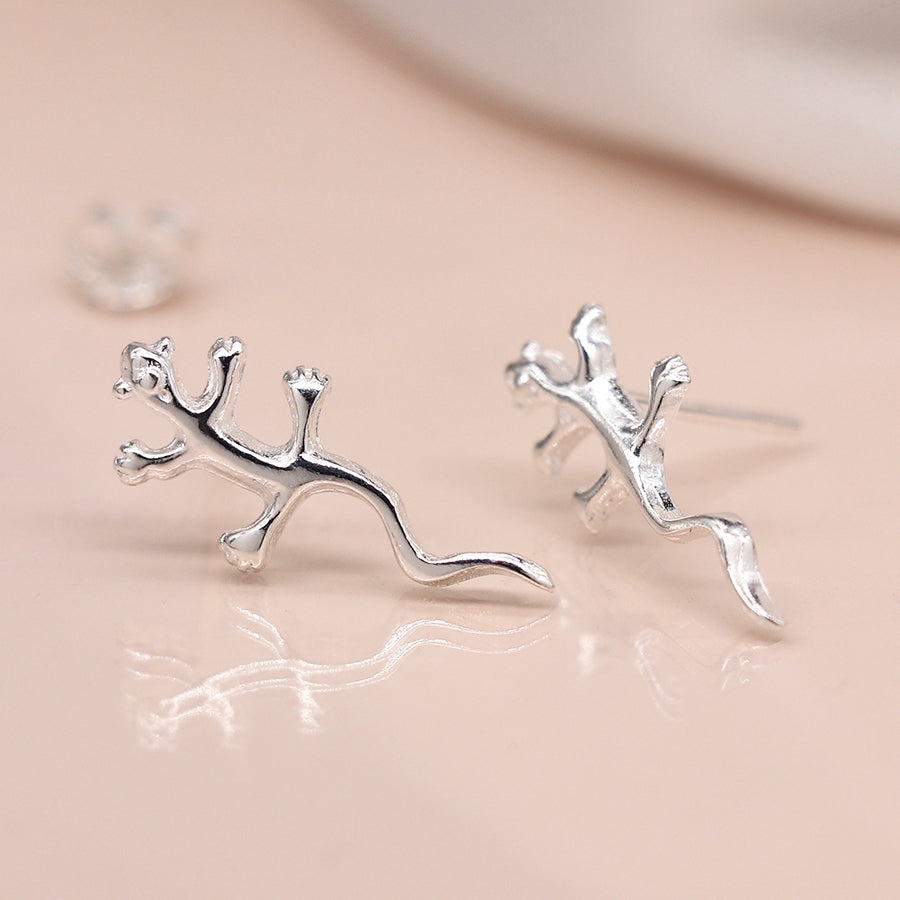 Sterling Silver Gecko Stud Earrings