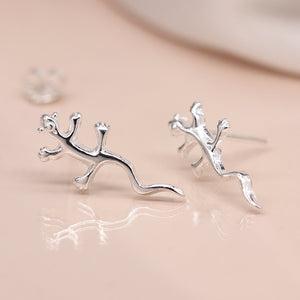 Sterling Silver Gecko Stud Earrings