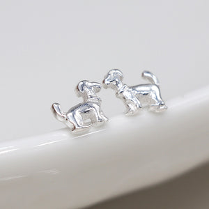 Sterling Silver Dachshund Puppy Stud Earrings