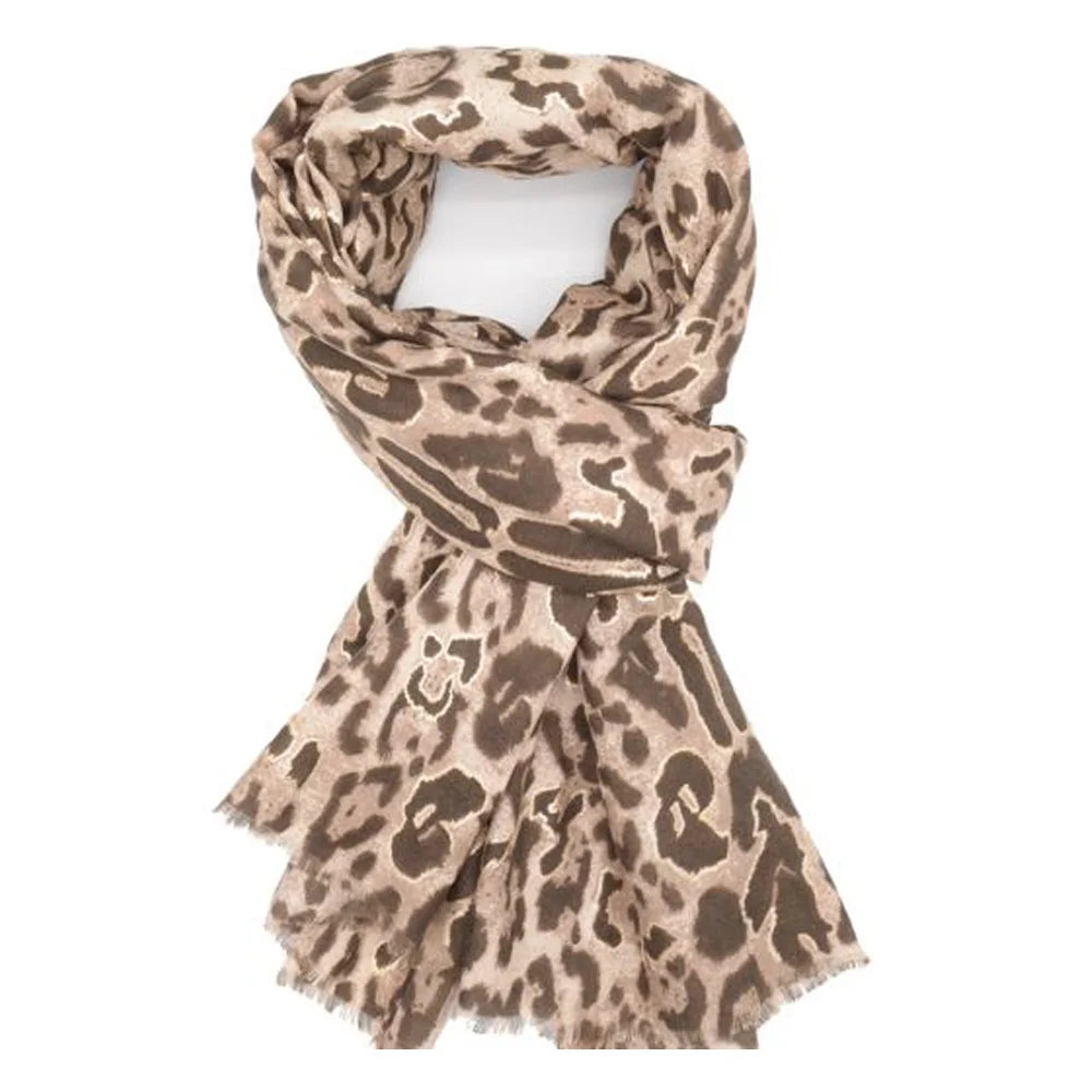Golden Leopard Print Scarf
