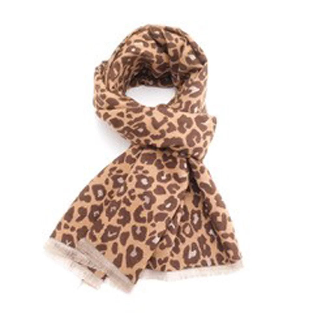 Leopard Print Scarf - Brown