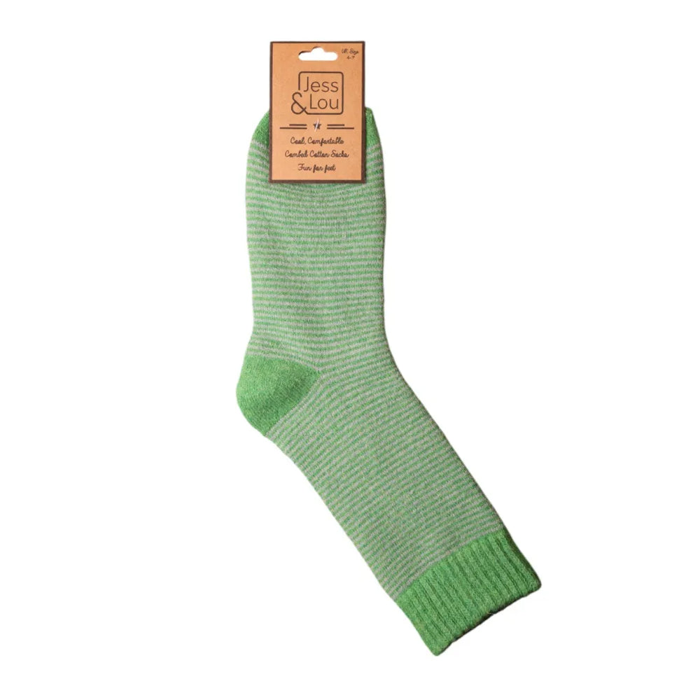 Cosy Green and Mint Stripe Socks