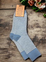 Cosy Rib Socks with Narrow Cornflower Stripes