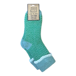Cosy Cuff Socks in Green Herringbone