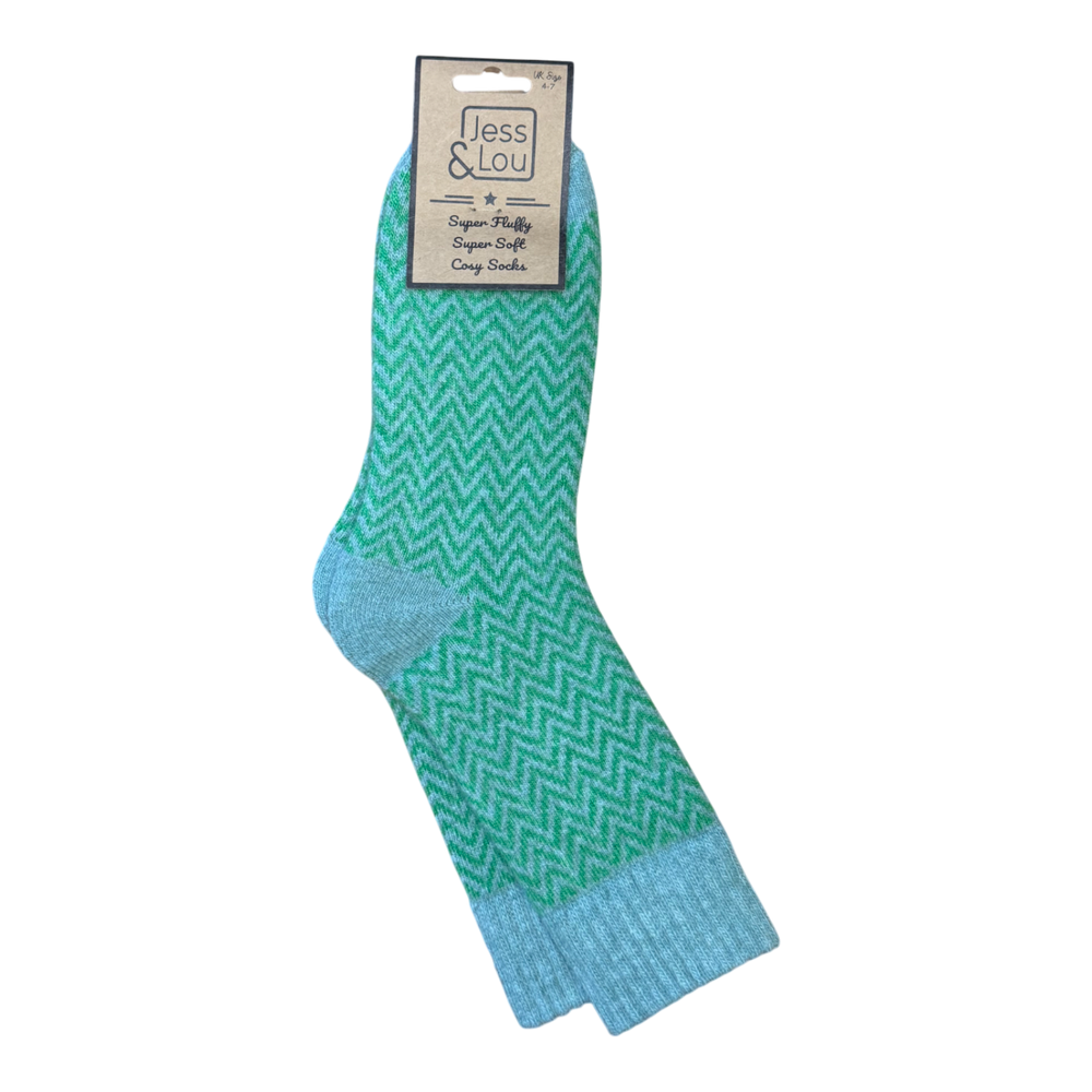 Hazy Herringbone Ribbed Green Socks