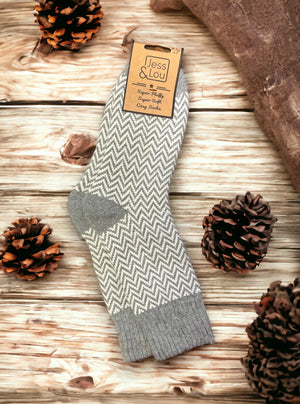 Hazy Herringbone Ribbed Grey Socks