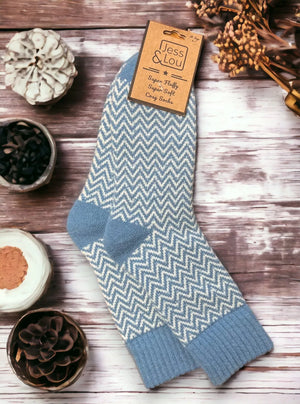 Hazy Herringbone Ribbed Cornflower Socks