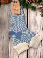 Cuff Socks in Cornflower and White Stripe