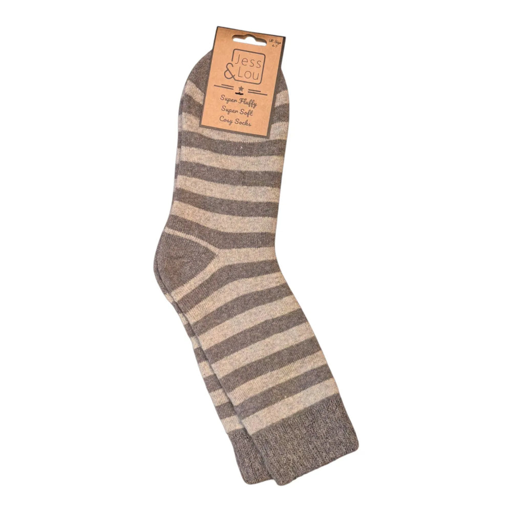Cosy Socks with Wide Cappuccino Stripes