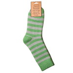 Cosy Socks with Wide Green Stripes