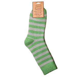 Cosy Socks with Wide Green Stripes