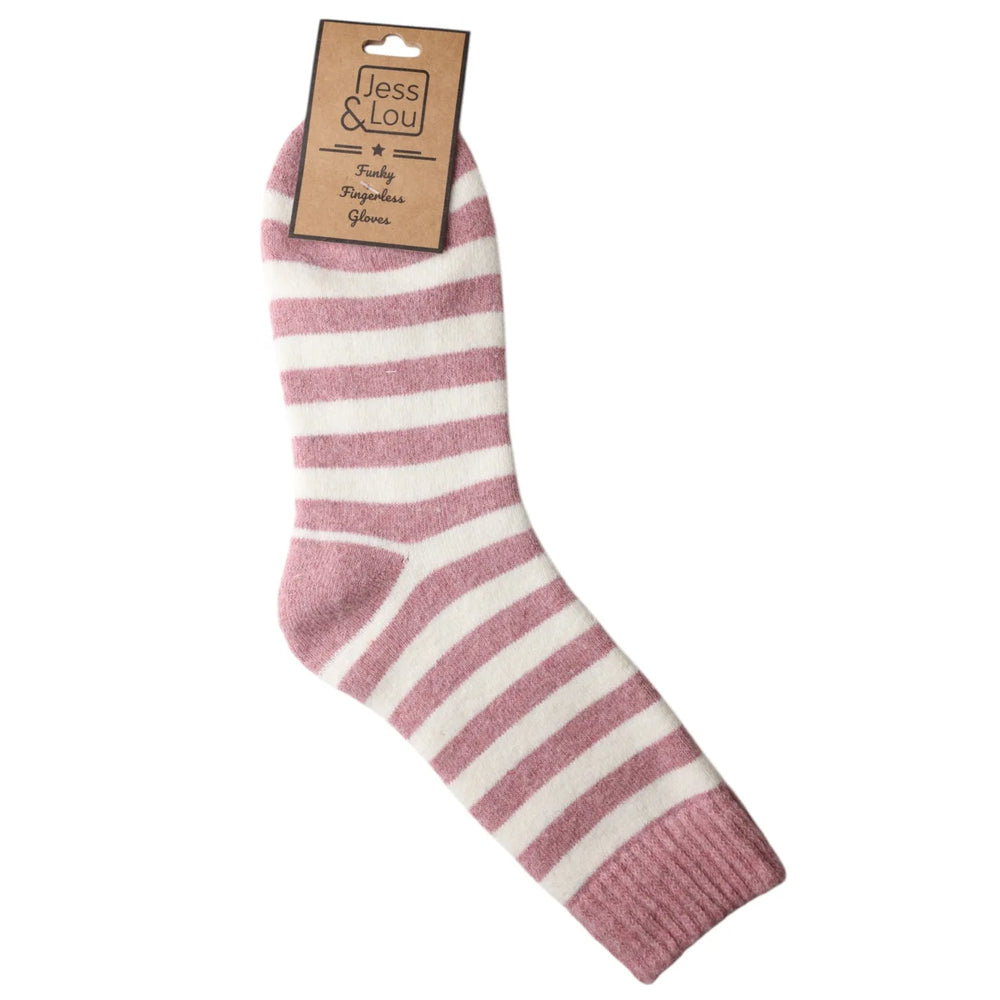 Cosy Socks with Wide Pink Stripes