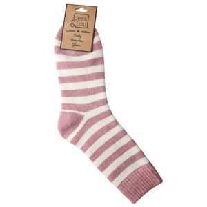 Cosy Socks with Wide Pink Stripes
