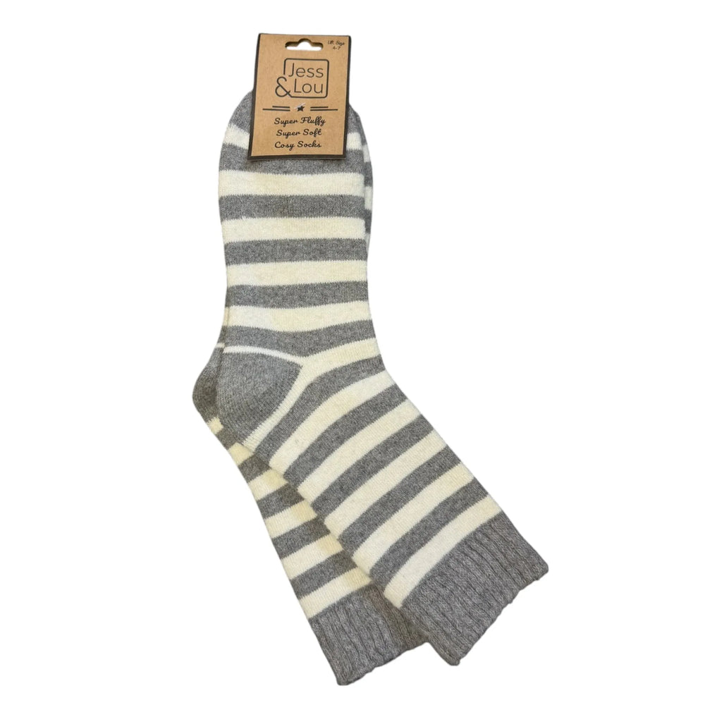 Cosy Socks with Wide Grey Stripes