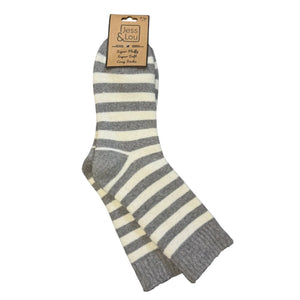 Cosy Socks with Wide Grey Stripes