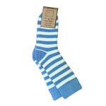 Cosy Socks with Wide Cornflower Stripes