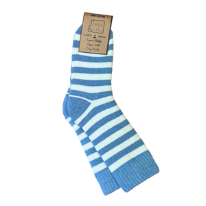 Cosy Socks with Wide Cornflower Stripes
